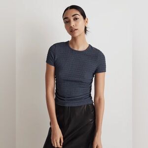 NWT Madewell Ruched Crewneck Tee - Nightime Blue - Medium